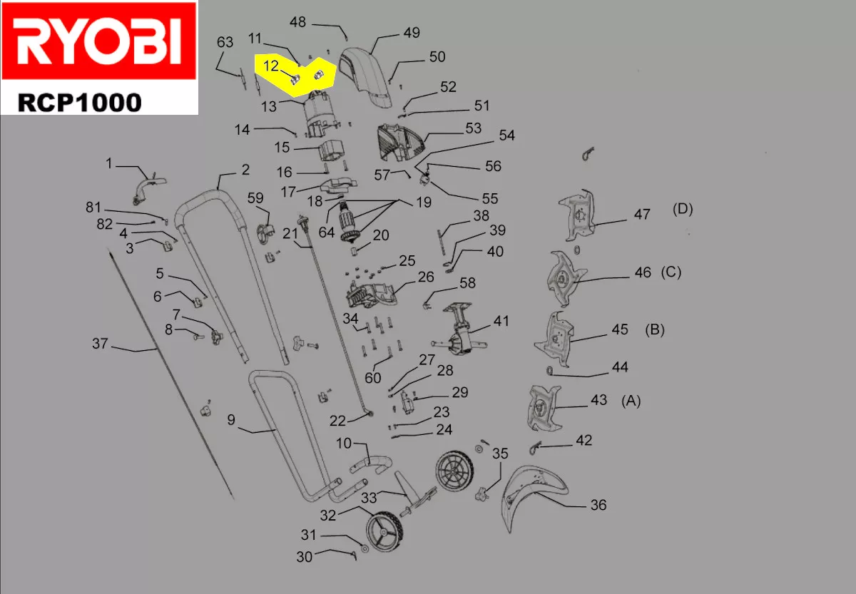 balais charbon réf. 5131019154 Ryobi